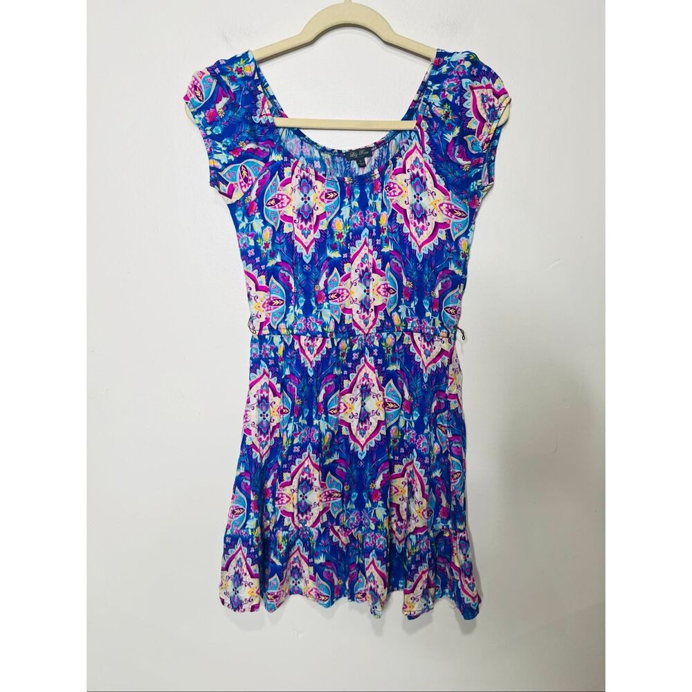 Lily Rose Paisley Floral Multicolor Peasant Dress Sz S